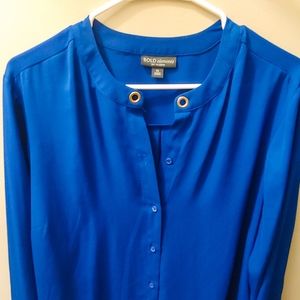 Button-front Silky Blouse